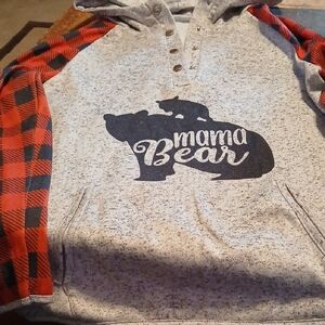 Mama Bear Kids Hoodie - Gray and Red